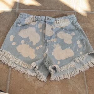 Wild Fable brand Frayed Hem Light Blue Bleach Splattered Denim Shorts - size 8